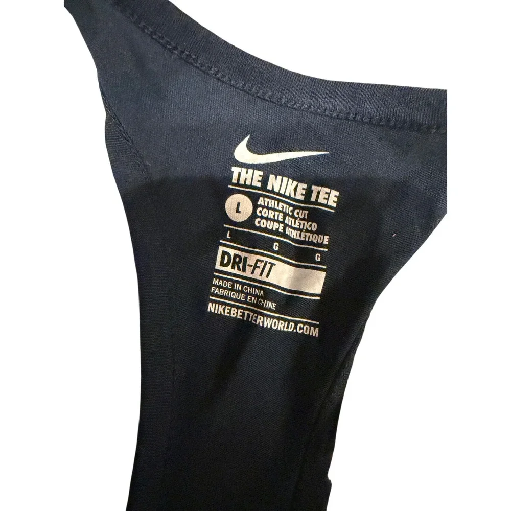 Nike Dri-FIT Womens Run Tank Top Large Navy Blue Floral Tropical Racerback L
